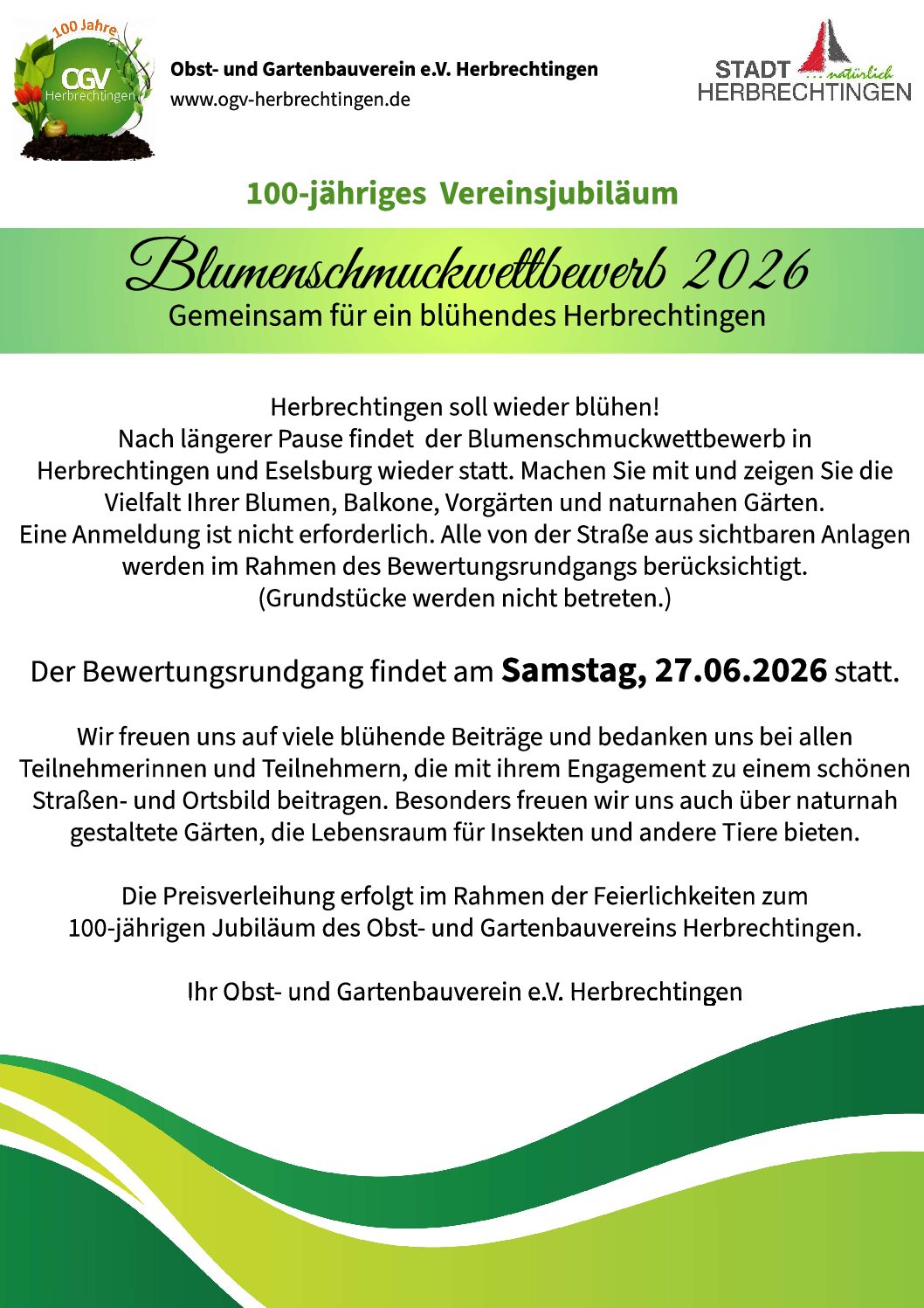 Mehr über den Artikel erfahren Blumenschmuckwettbewerb 2026